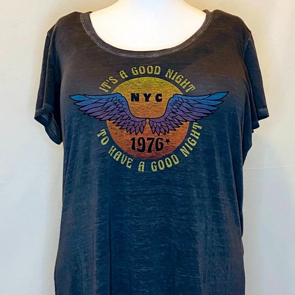 Express Tops - Express Burn-Out T-Shirt Tunic Style